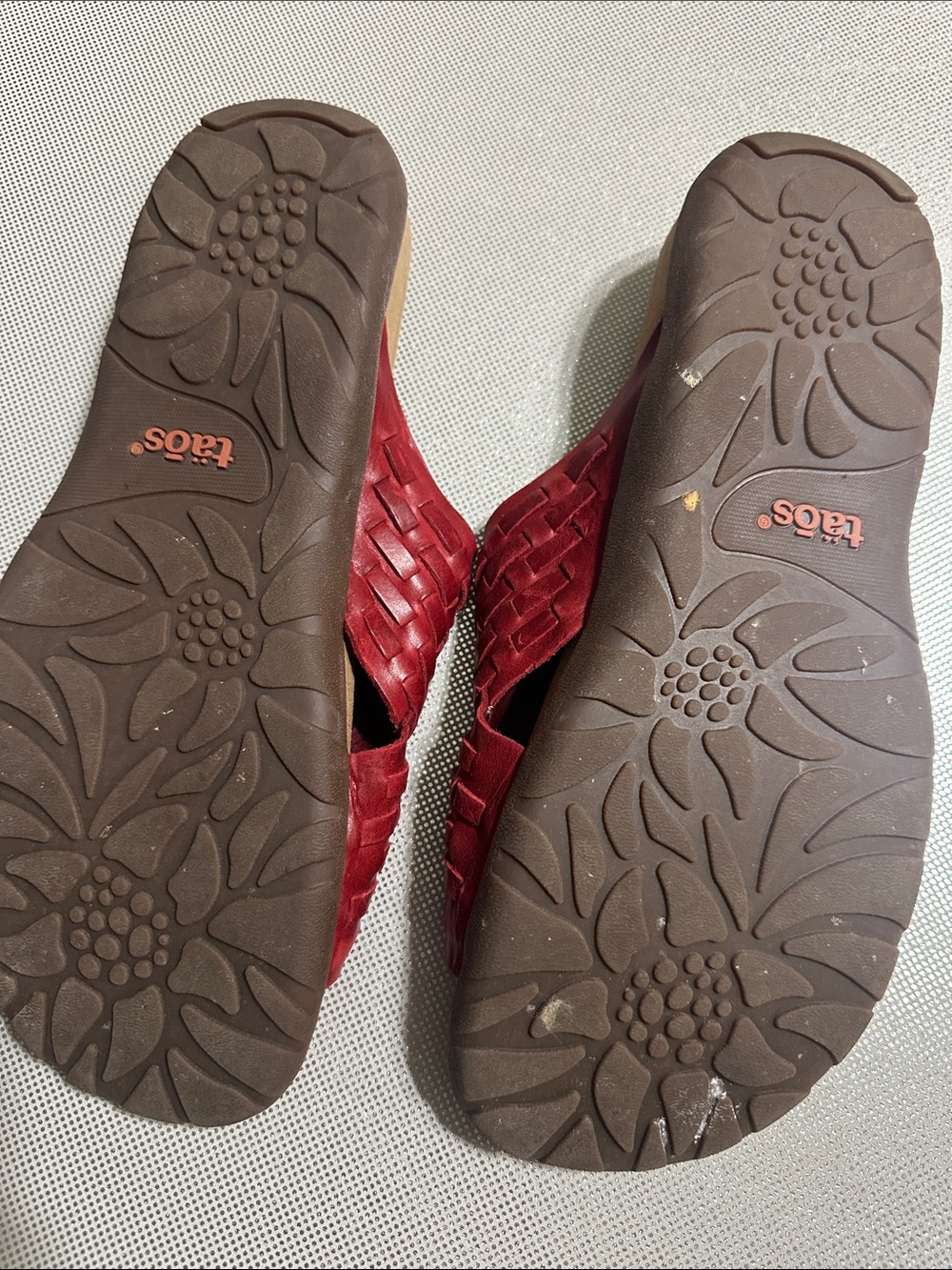 Taos Footwear Red Braided Leather Slide Mules - Picture 5 of 6